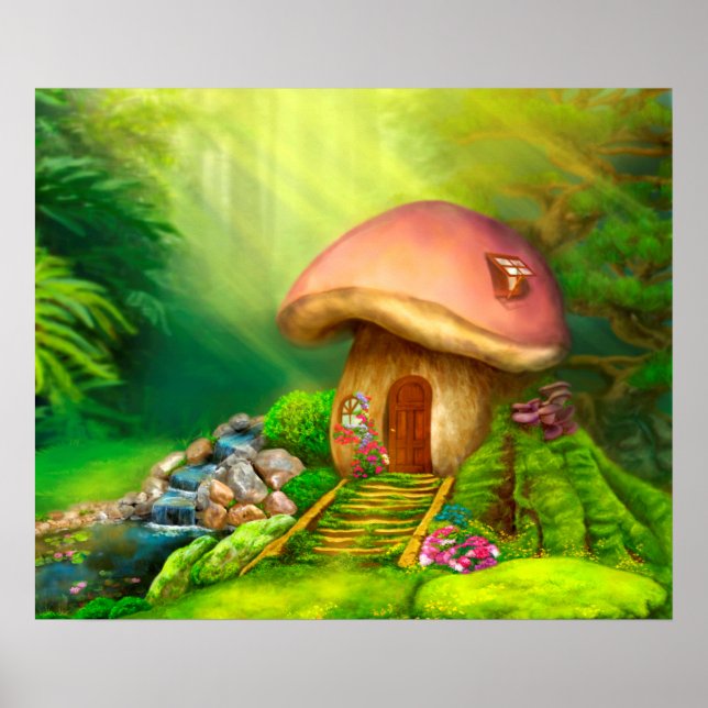 Poster Imaginaire champignon maison (Devant)
