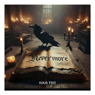 Poster Imaginaire Corbeau livre bougies