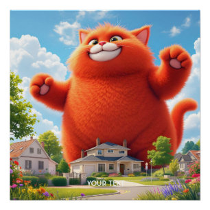 Poster Imaginaire Cute Big Orange Chat
