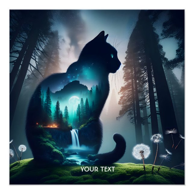 Poster Imaginaire Cute Chat Double Exposition (Devant)