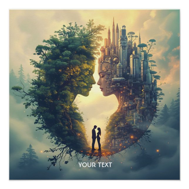 Poster Imaginaire Cute Couple Forest City (Devant)
