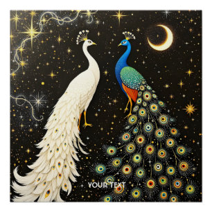 Poster Imaginaire Cute Duo Peacocks Abstraits