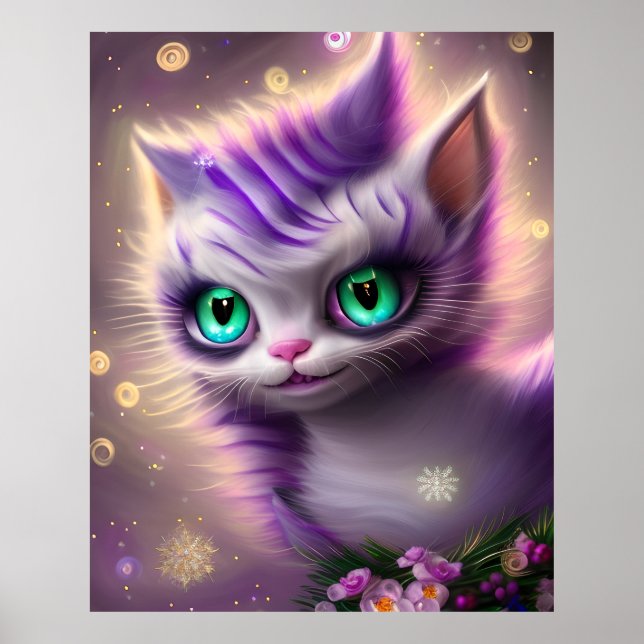 Poster Imaginaire Cute Kawaii bébé Cheshire chaton chaton (Devant)