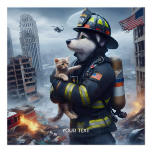 Poster Imaginaire Cute Kitten Chien Feu