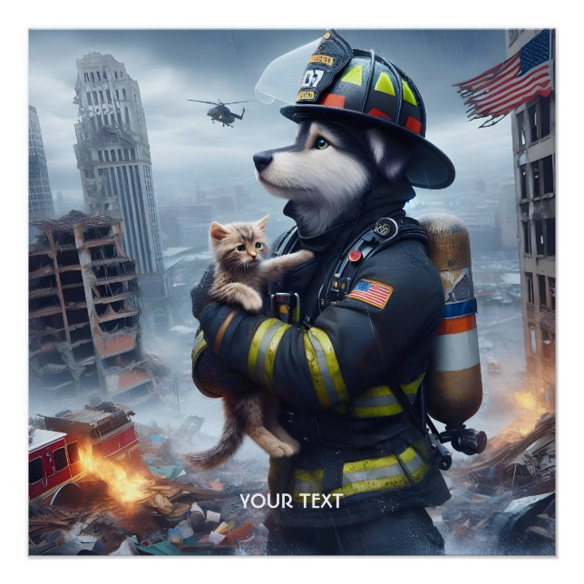 Poster Imaginaire Cute Kitten Chien Feu (Devant)