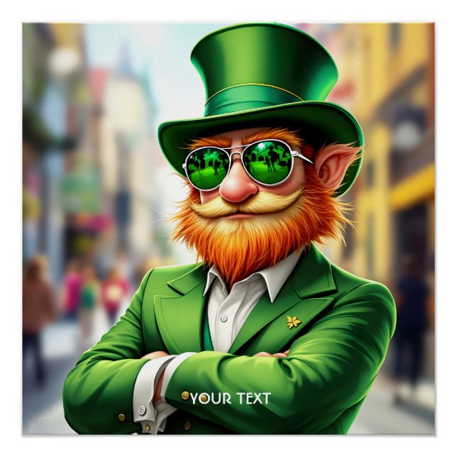 Poster Imaginaire Cute Sharp habillé Leprechaun (Devant)