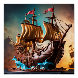 Poster Imaginaire Cute Vivid Pirate Ship Cake