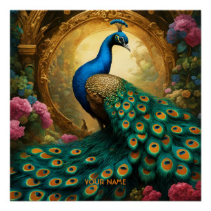 Poster Imaginaire Cute Vivid Romantic Peacock Portrait