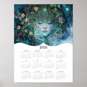 Poster imaginaire de déesse celtique 2026 Art Calendrier 