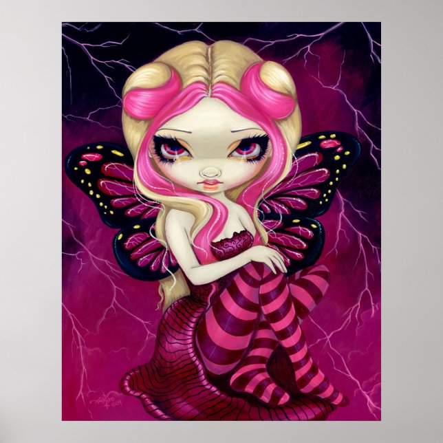 Poster Imaginaire de la foudre rose Art Imprimer (Devant)