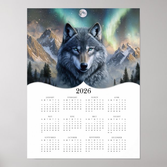 Poster imaginaire de loup céleste 2026 Art Calendrier de  (Devant)