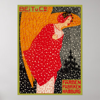 Poster Imaginaire de neige Georg Tippel Vintage allemand 