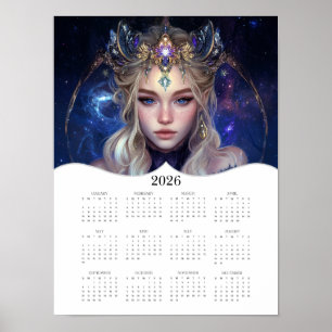 Poster imaginaire de nuit 2026 Art Calendrier de l'année 