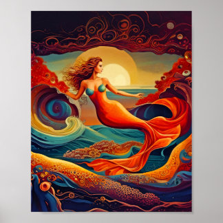 Poster Imaginaire de sirène Impression, papier d'affiche
