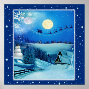 Poster Imaginaire de vacances hivernales neige