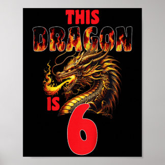 Poster Imaginaire Dragon Thème Pour Enfants À 6 Anniversa