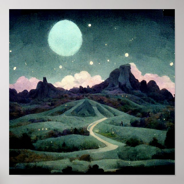 Poster Imaginaire du paysage lunaire (Devant)