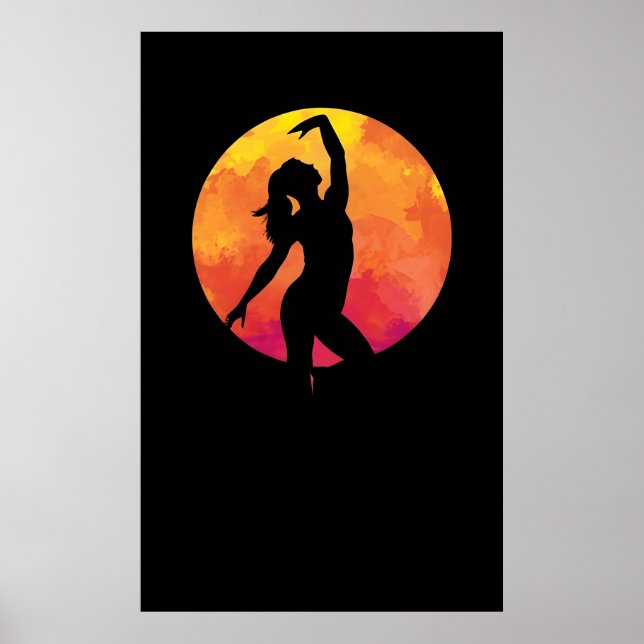 Poster Imaginaire d'une fille dansant ballet la nuit sous (Devant)