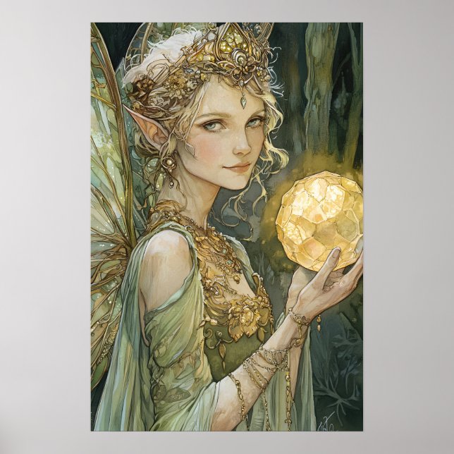 Poster Imaginaire Fairy Enchanted Crystal Ball Art mur (Devant)