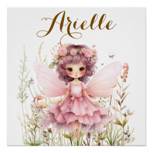 Poster Imaginaire Fairy fleur sauvage pastel pastel lustr