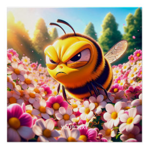 Poster Imaginaire Fleurs d'abeilles mignonnes soleil