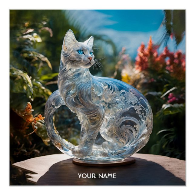 Poster Imaginaire Fleurs de chats en verre vif (Devant)