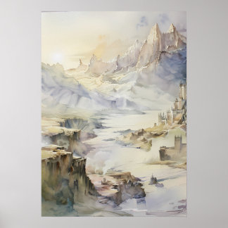 Poster Imaginaire Forteresse de la falaise surplombant la