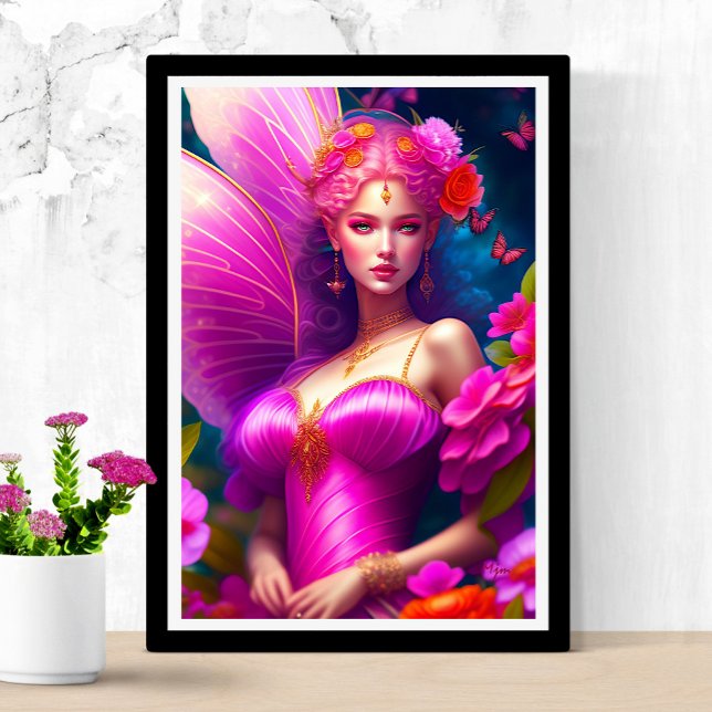 Poster Imaginaire Fuchsia Fairy Flowers & Papillons (Créateur téléchargé)