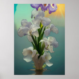 Poster Imaginaire gros Iris blancs