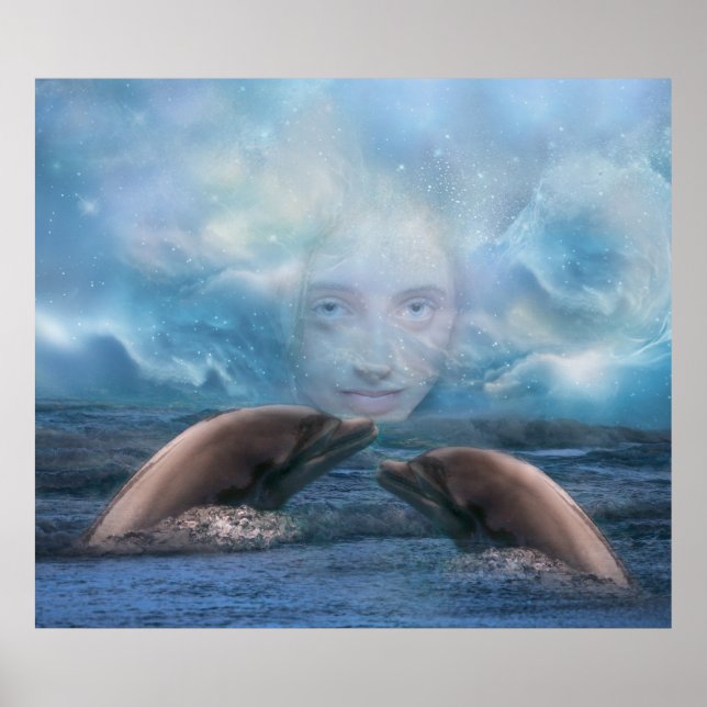 Poster Imaginaire Indigo enfant et dauphin (Devant)