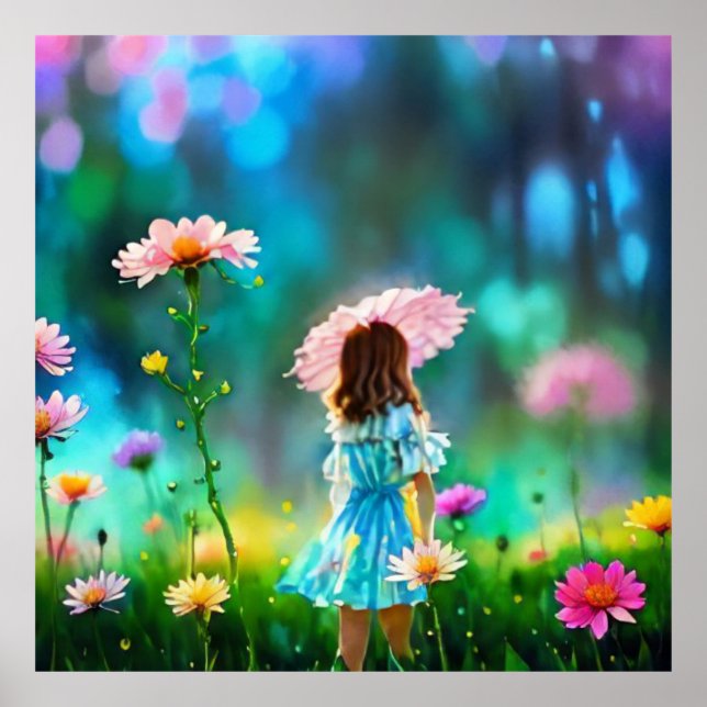 Poster *~ Imaginaire Joli AP56 Petite Fleur Géante Fille  (Devant)