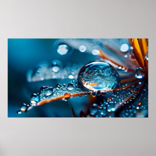 Poster Imaginaire macro eau gouttes