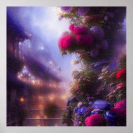 Poster Imaginaire Magique Jardin Paysage Avec Mansion