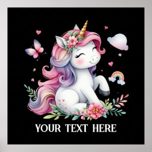 Poster Imaginaire mignon amoureux de licorne ajouter du t