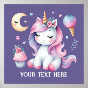 Poster Imaginaire mignon amoureux de licorne ajouter du t