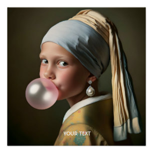 Poster Imaginaire mignon bulle rose gomme