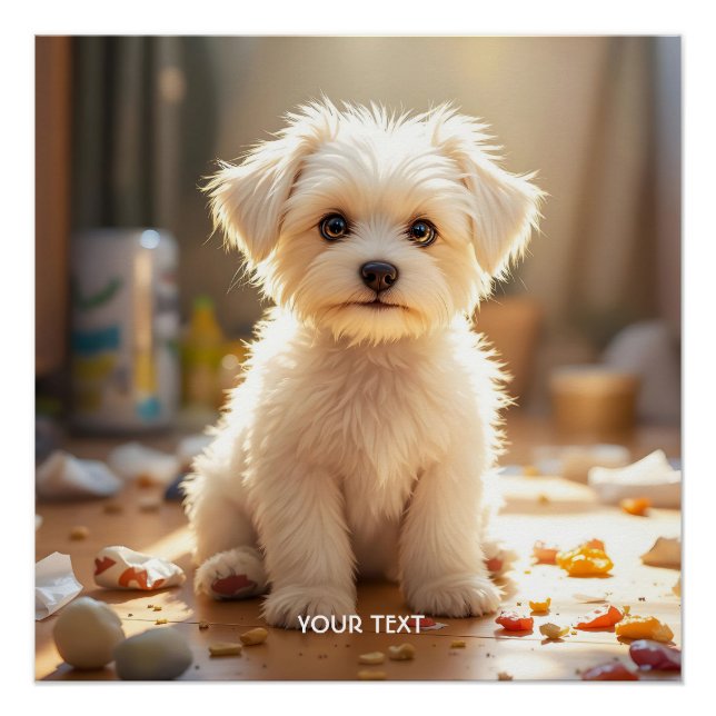 Poster Imaginaire mignon maltais joyeux chiot maltais (Devant)