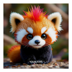 Poster Imaginaire mignon Panda Red Hai