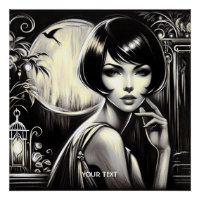 Imaginaire mignonne fille aux cheveux noirs