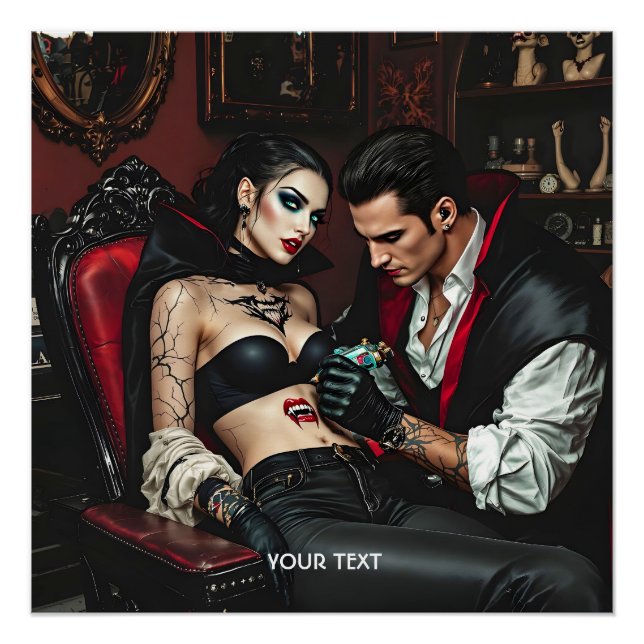 Poster Imaginaire Mignonne fille homme tatouage (Devant)