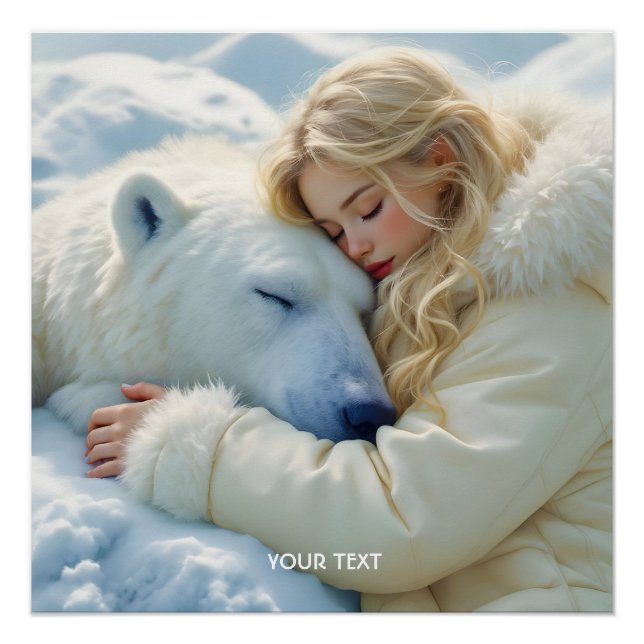 Poster Imaginaire mignonne Ours d'hiver fille (Devant)