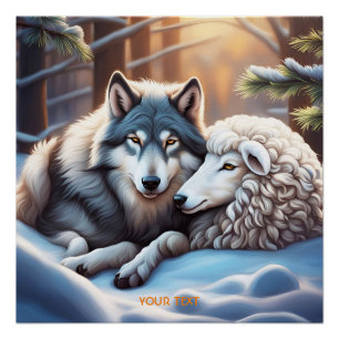 Poster Imaginaire Mignonne Vivid Loup de mouton hiver