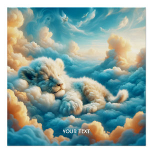 Poster Imaginaire Mignons Nuages bébé Lion