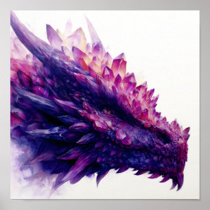Poster Imaginaire mystique Améthyste cristal Dragon Bête