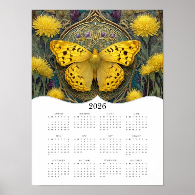 Poster imaginaire papillon 2026 Art Calendrier de l'année (Devant)