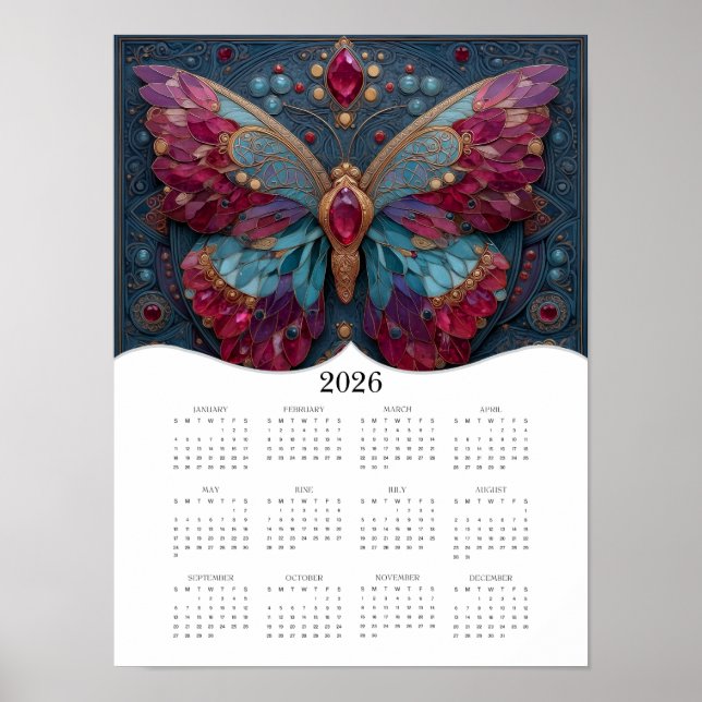 Poster imaginaire papillon 2026 Art Calendrier de l'année (Devant)