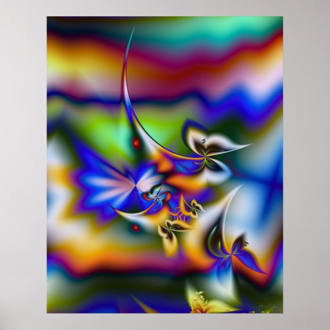 Poster Imaginaire papillon fractal (Devant)