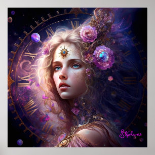 Poster Imaginaire Princesse Fleurs violettes