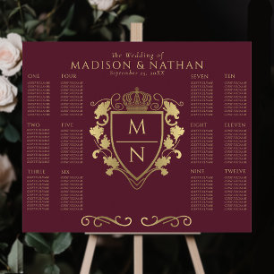 Poster Imaginaire royal rouge Monogramme Mariage Siège
