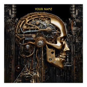 Poster Imaginaire Steampunk Cyborg Cerveau